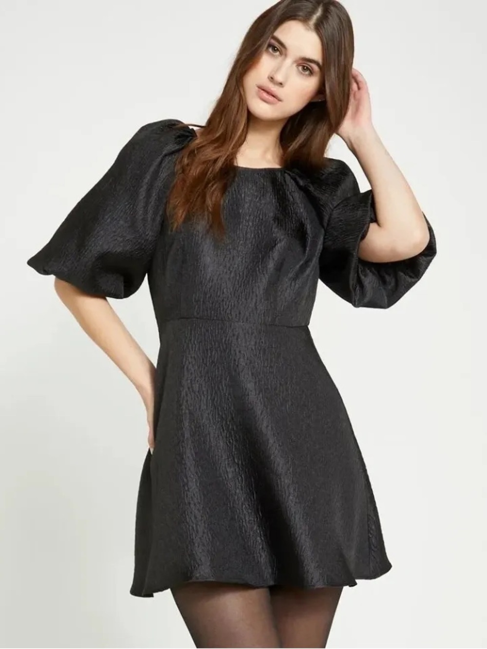 Savida Boutique Puff Sleeve Baroque LBD Little Black Dress Cocktail - Size S
